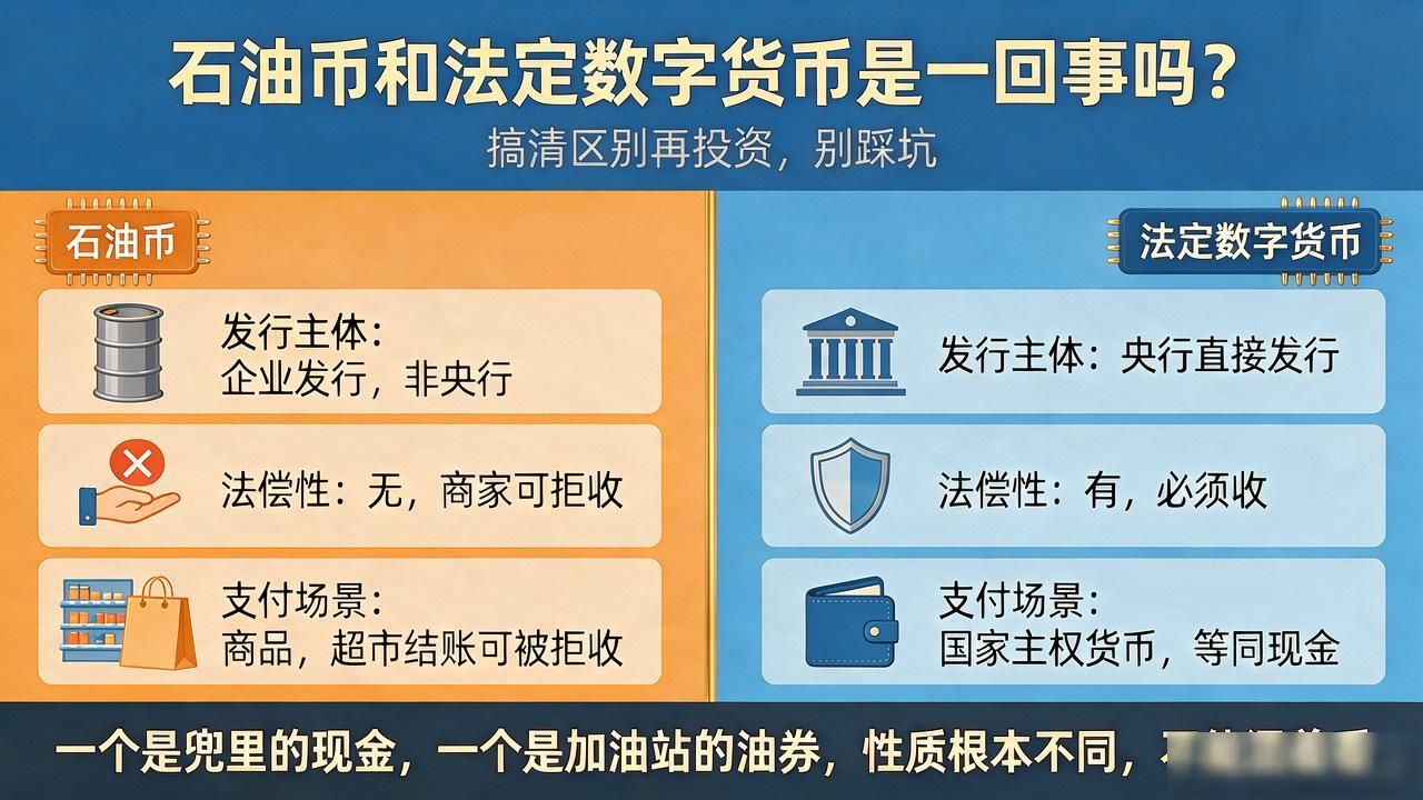石油币和法定数字货币是一回事吗？搞清区别再投资，别踩坑