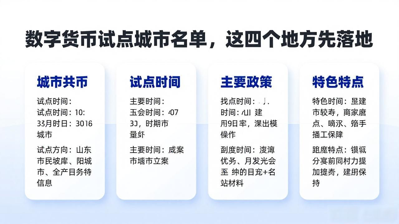 数字货币试点城市名单，这四个地方先落地