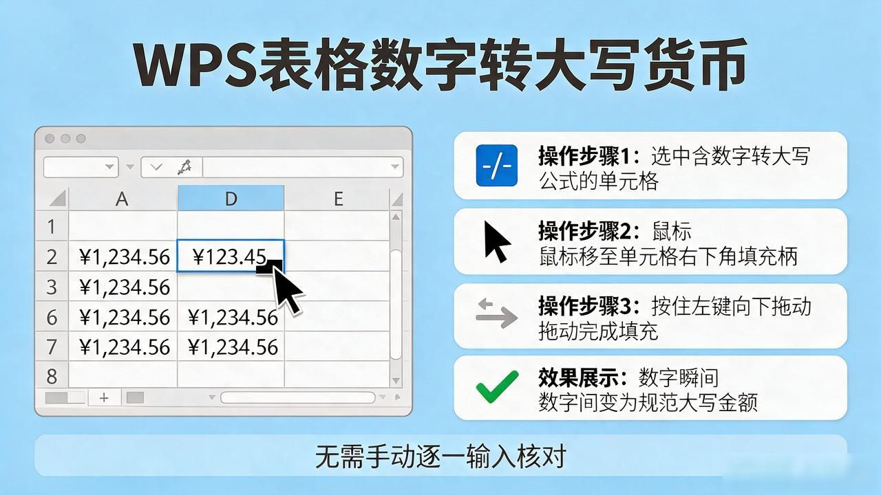 WPS表格数字转大写货币，一键搞定超简单