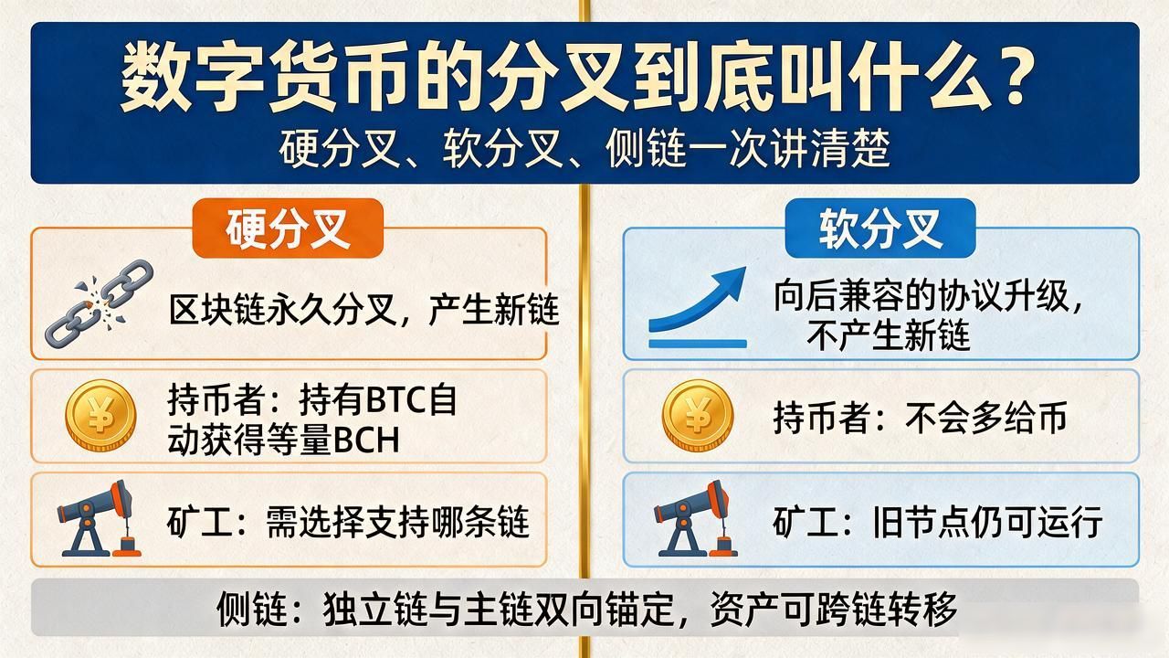 数字货币的分叉到底叫什么？硬分叉、软分叉、侧链一次讲清楚