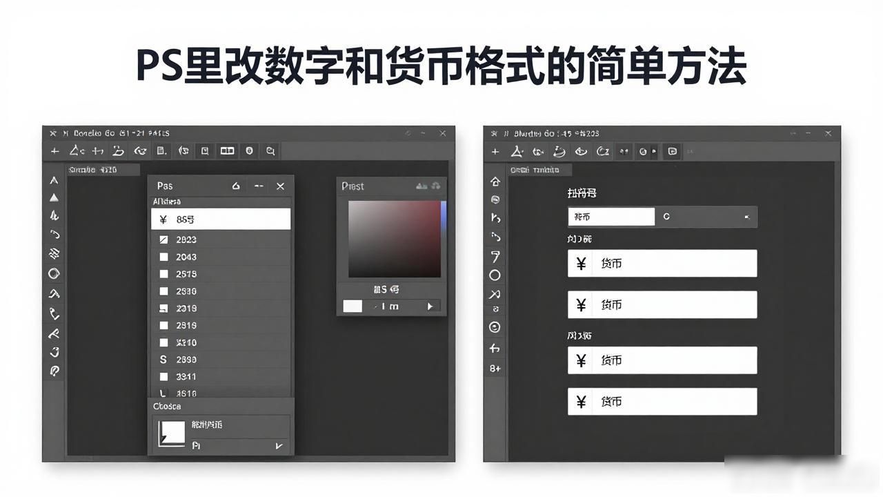 PS里改数字和货币格式的简单方法
