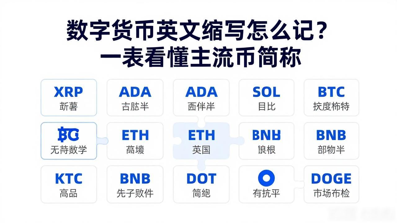 数字货币英文缩写怎么记？一表看懂主流币简称